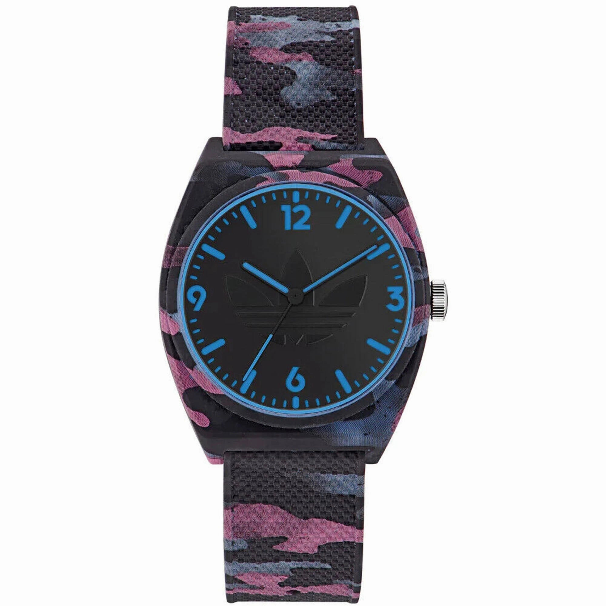 Adidas Men's Watch - Originals Quartz Black, Pink and Blue Rubber Strap | AOST22569