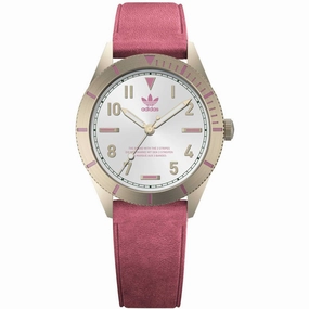 Adidas Women's Watch - Originals Silver Tone Dial Pink Leather Strap | AOFH22509