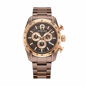 Aigner Benevento Gents  Brown Dial Brown With Rose Gold Stainless Steel Watch