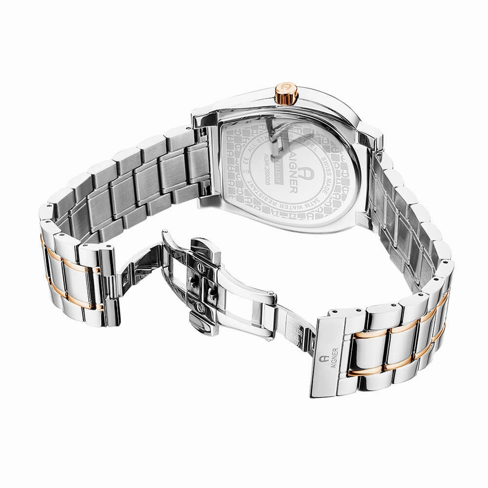 Aigner Daiano Gents Brown Dial Rose Gold Stainless Steel Bracelet Watch