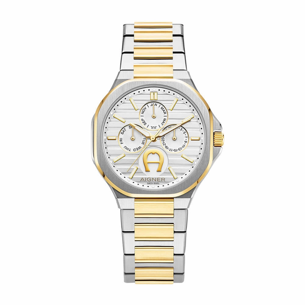 Aigner Fermo Gents White Dial Gold/Silver Stainless Steel Watch