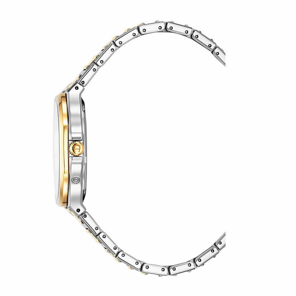 Aigner Fermo Gents White Dial Gold/Silver Stainless Steel Watch