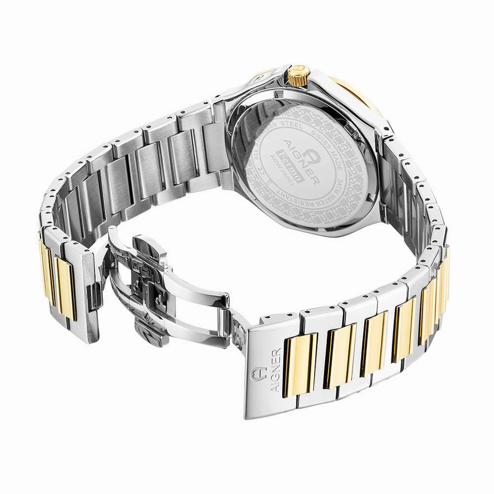 Aigner Fermo Gents White Dial Gold/Silver Stainless Steel Watch