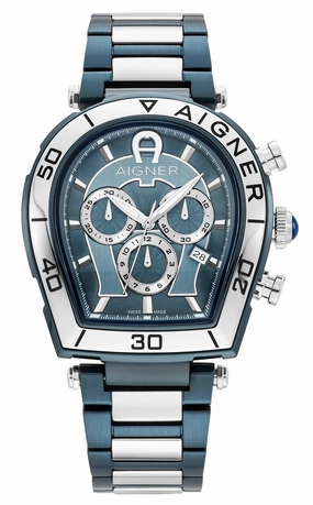 Aigner Trapani Chrono Gents Silver Blue Watch
