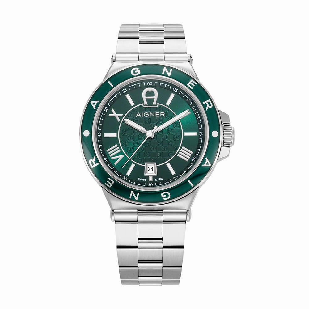 Aigner Trieste2 - Gents Bold Green Dial Stainless Steel Watch