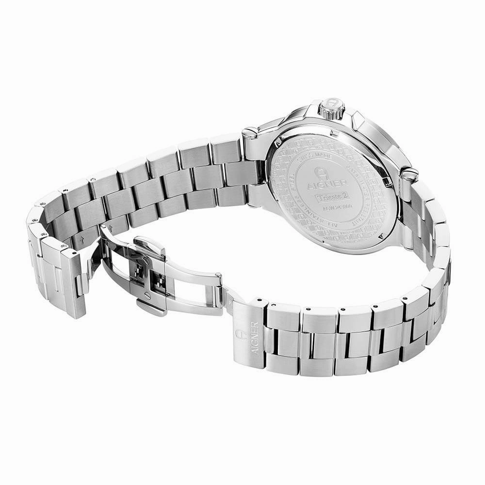 Aigner Trieste 2 Gents Blue Pattern Dial Stainless Steel Watch