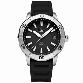 BIA Women's Quartz Watch - Rosie Rotating Bezel Black Dial Silicone Strap | B1013