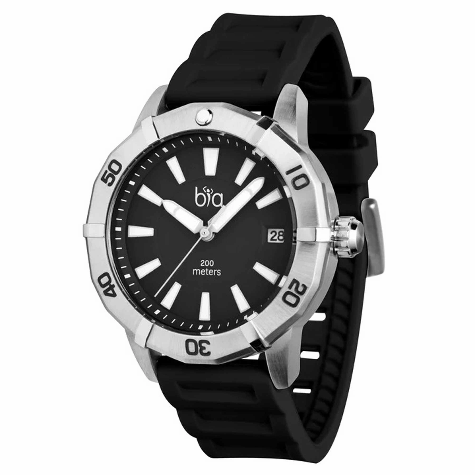 BIA Women's Quartz Watch - Rosie Rotating Bezel Black Dial Silicone Strap | B1013
