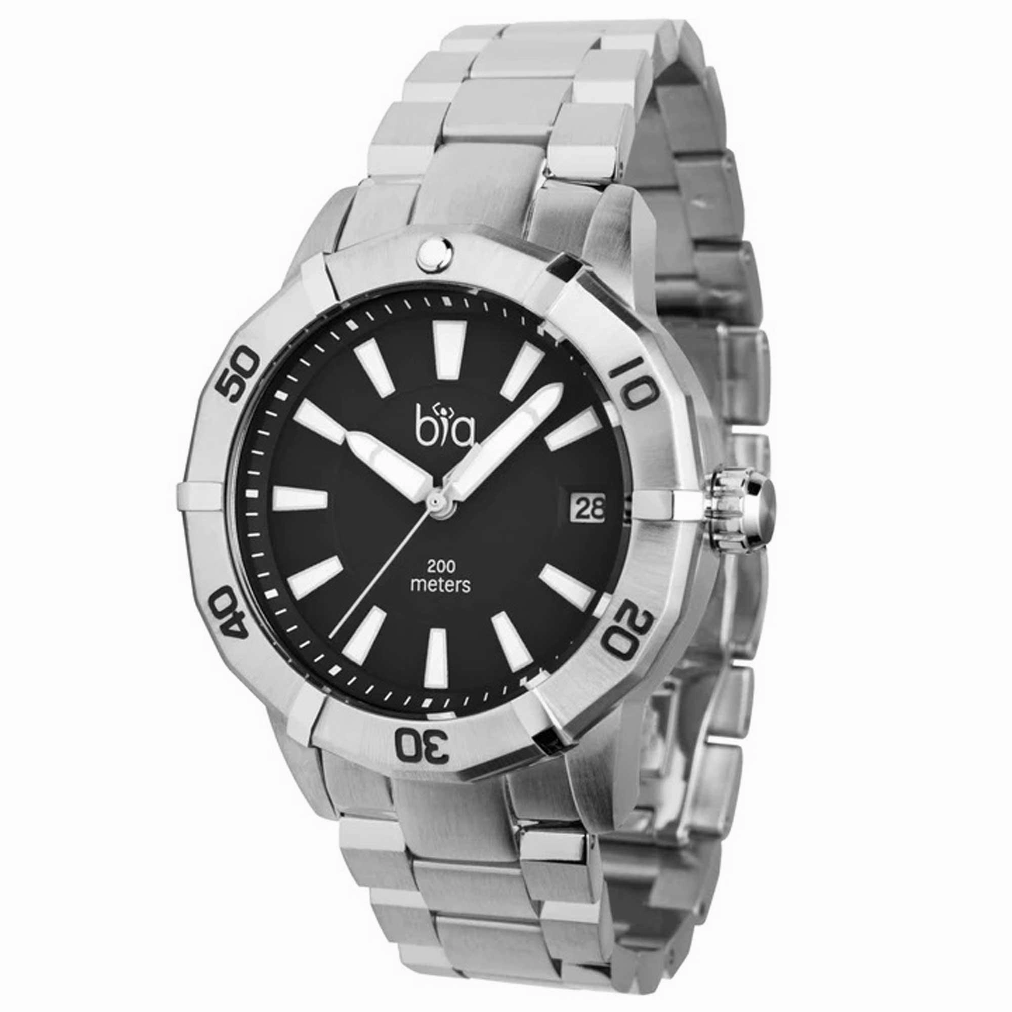 BIA Women's Quartz Watch - Rosie Rotating Bezel Black Dial Silver Bracelet | B2001