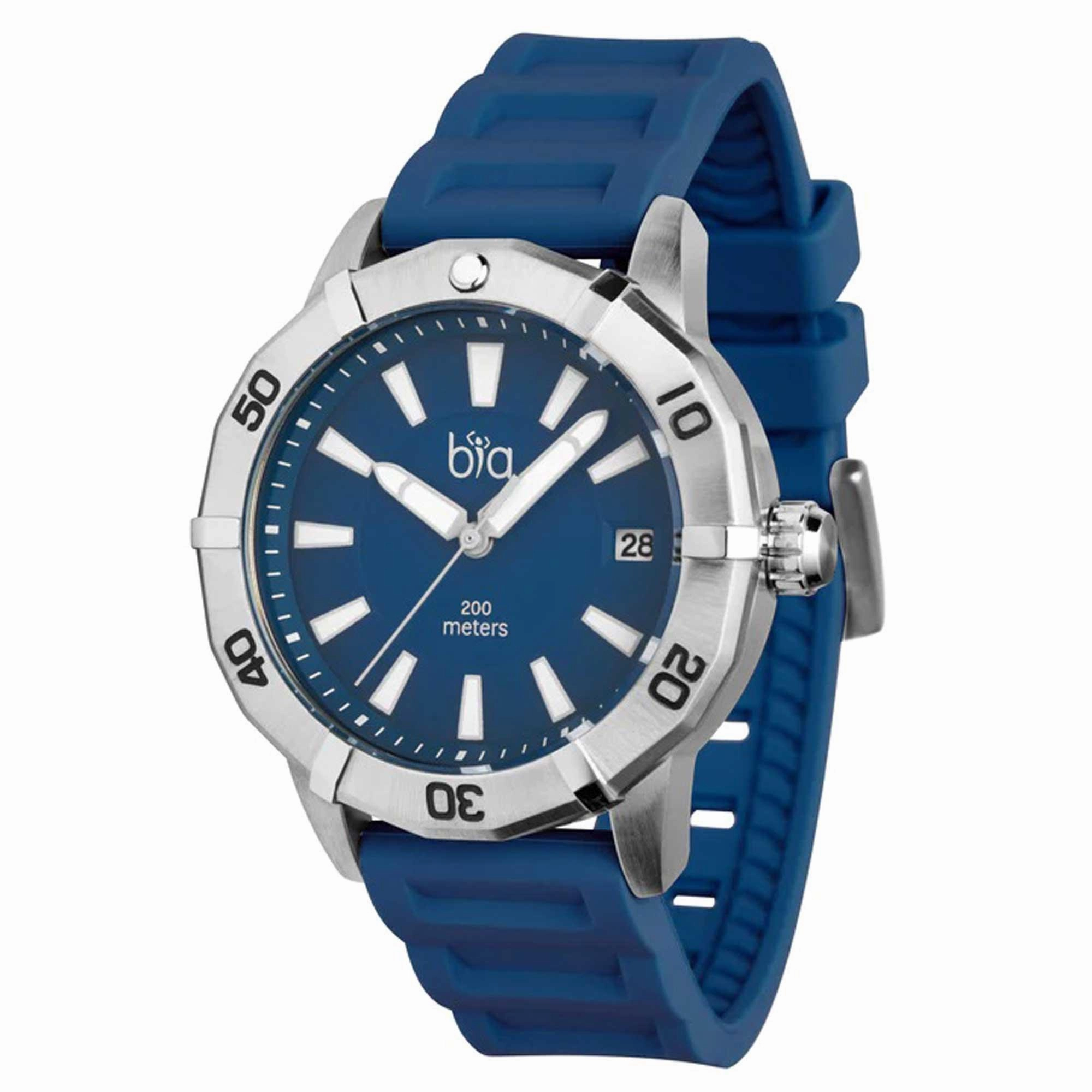 BIA Women's Quartz Watch - Rosie Rotating Bezel Blue Dial Silicone Strap | B1015