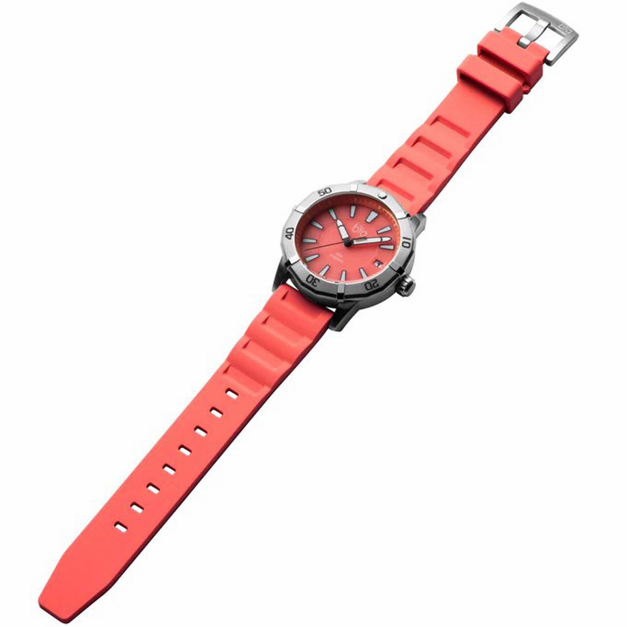 Bia Women's Watch - Rosie Rotating Bezel Date Display Pink Dial Rubber Strap | B2010