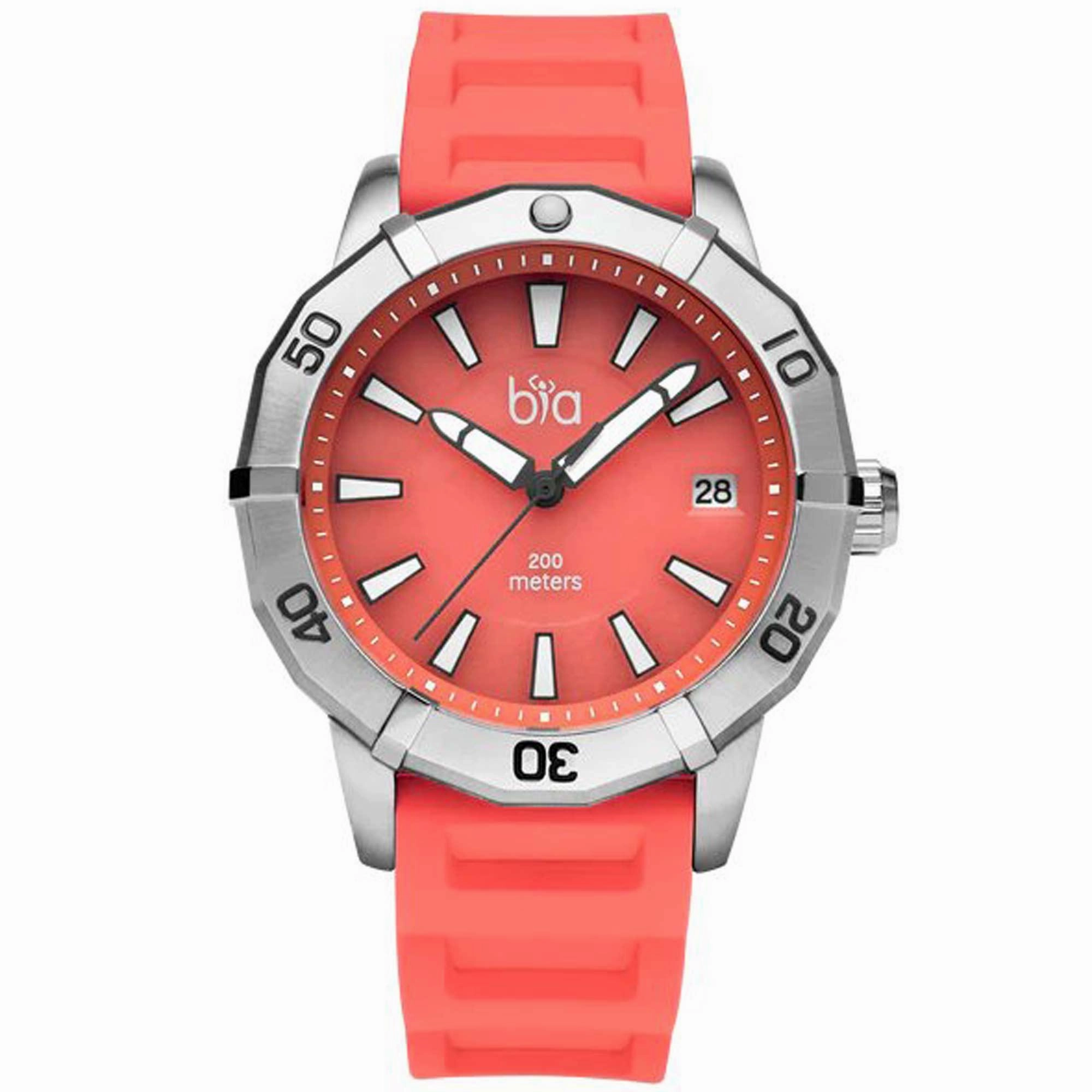 Bia Women's Watch - Rosie Rotating Bezel Date Display Pink Dial Rubber Strap | B2010