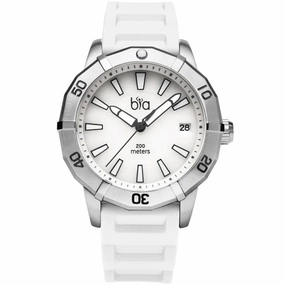 Bia Women's Watch - Rosie Rotating Bezel Date Display White Dial Rubber Strap | B2012