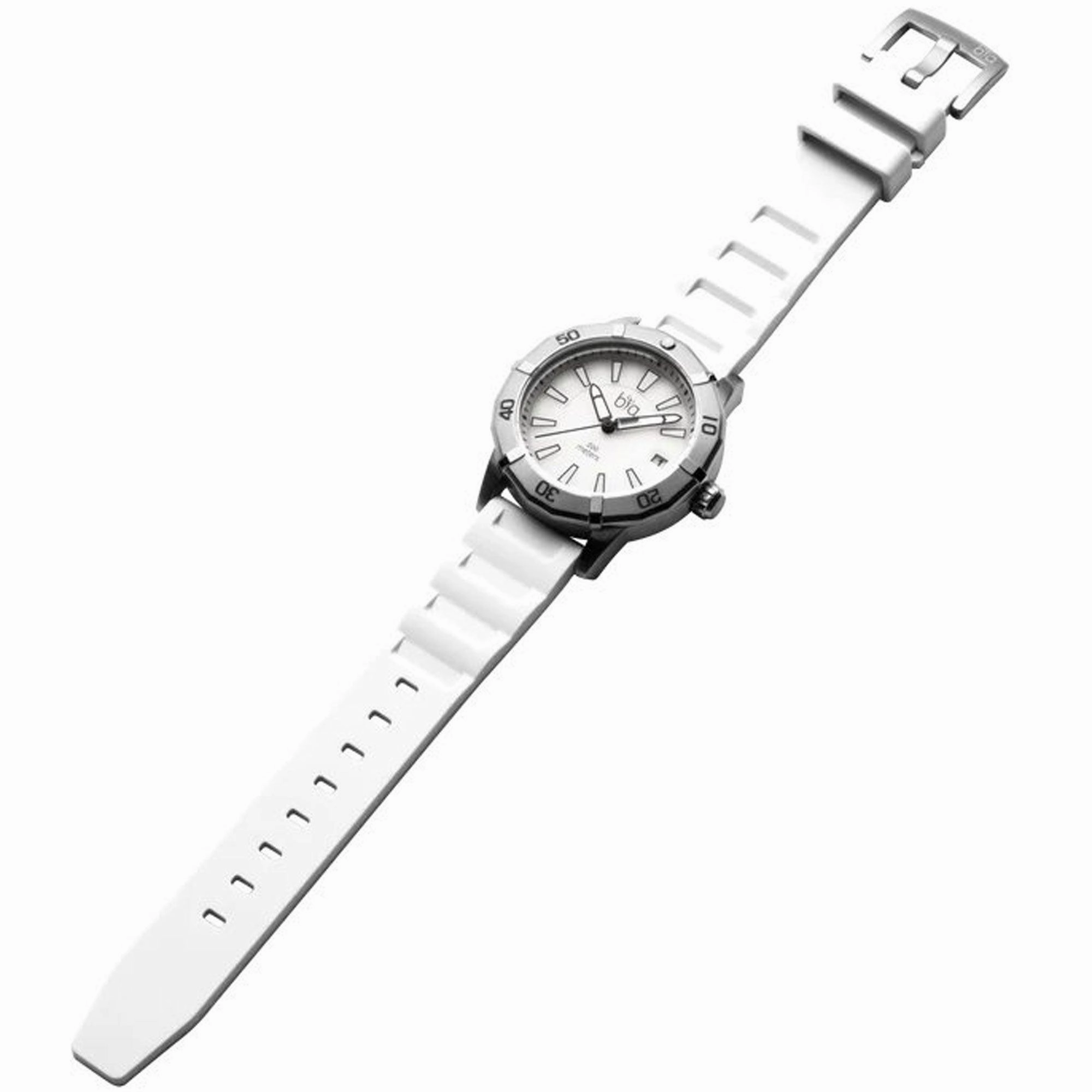 Bia Women's Watch - Rosie Rotating Bezel Date Display White Dial Rubber Strap | B2012