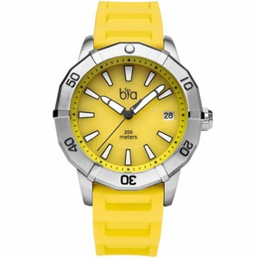 Bia Women's Watch - Rosie Rotating Bezel Date Display Yellow Silicone Strap | B2014