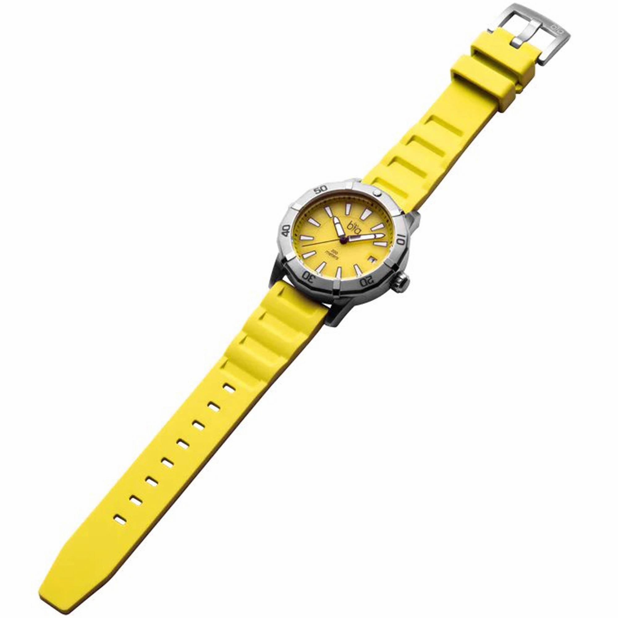 Bia Women's Watch - Rosie Rotating Bezel Date Display Yellow Silicone Strap | B2014