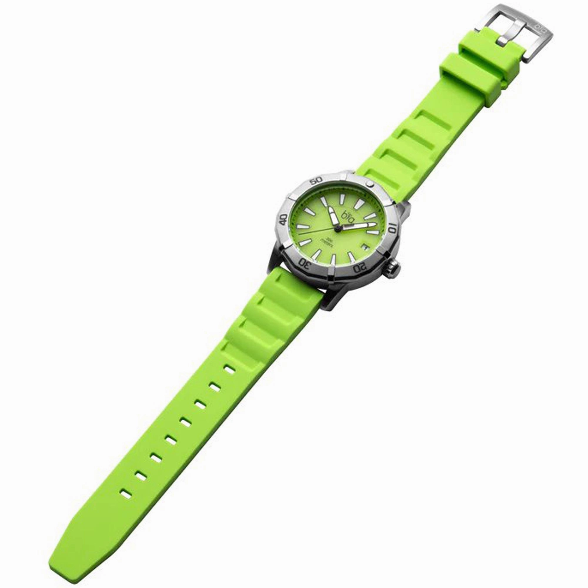 Bia Women's Watch - Rosie Rotating Bezel Green Dial Silicone Rubber Strap | B2008