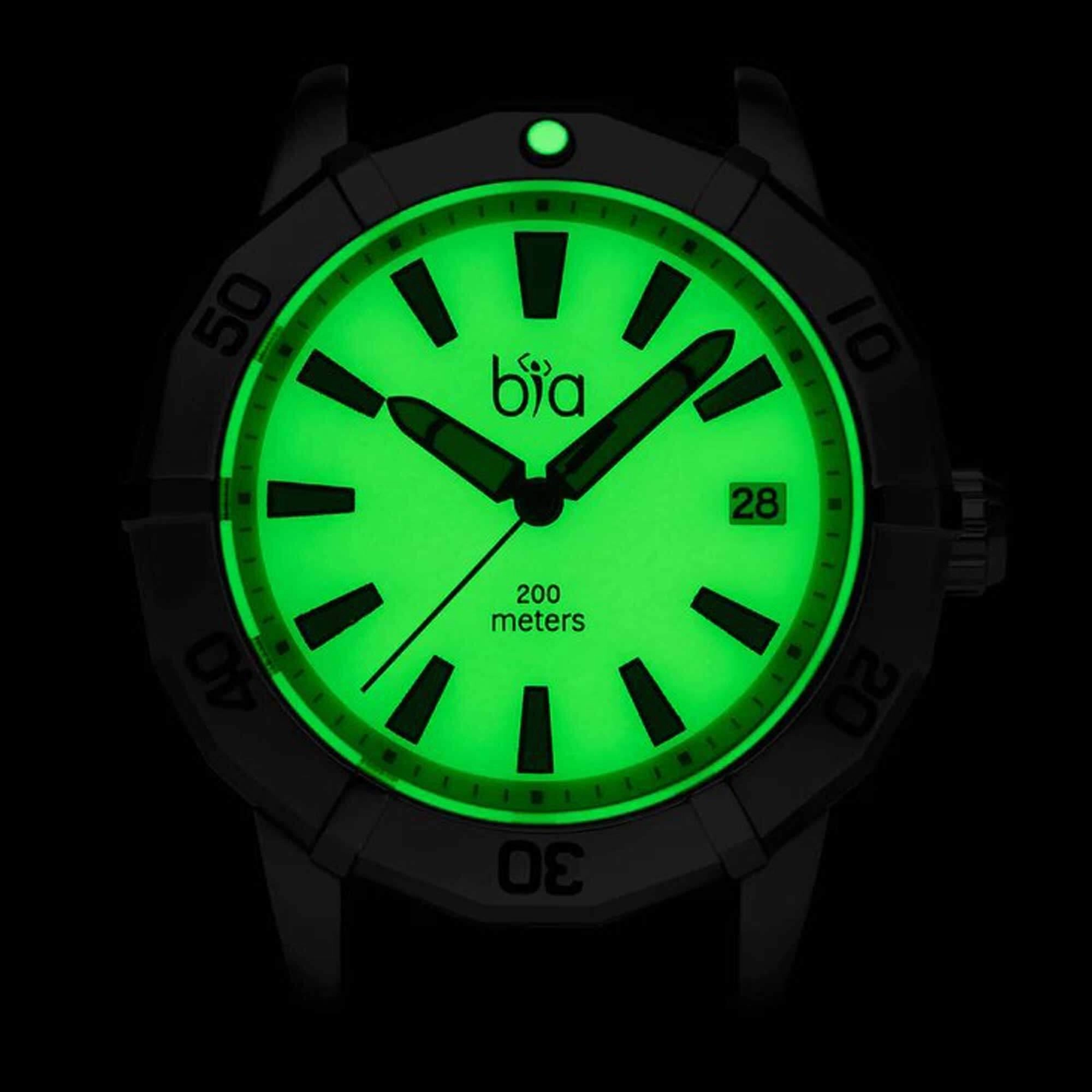 Bia Women's Watch - Rosie Rotating Bezel Green Dial Silicone Rubber Strap | B2008