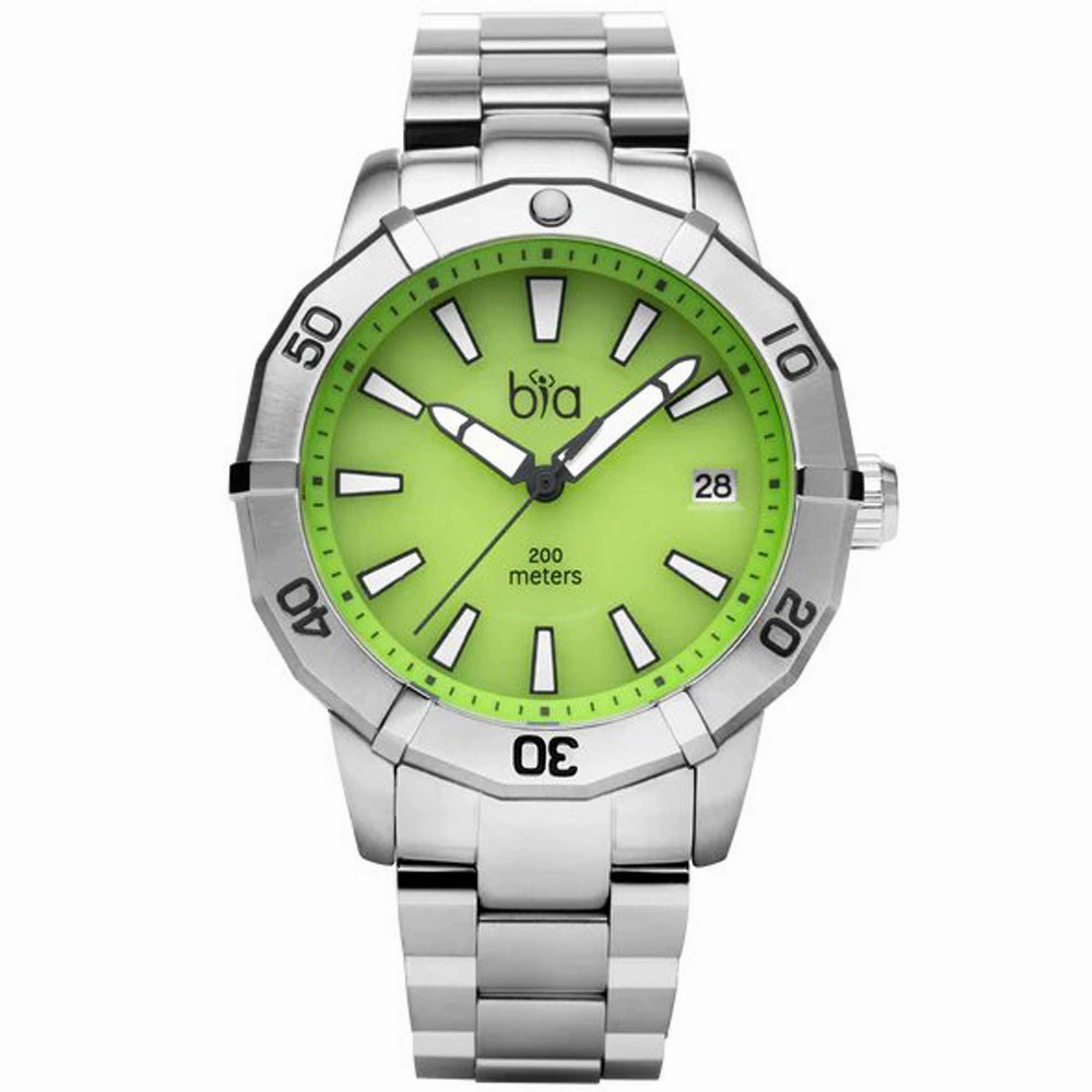 Bia Women's Watch - Rosie Rotating Bezel Green Dial Silver Steel Bracelet | B2007