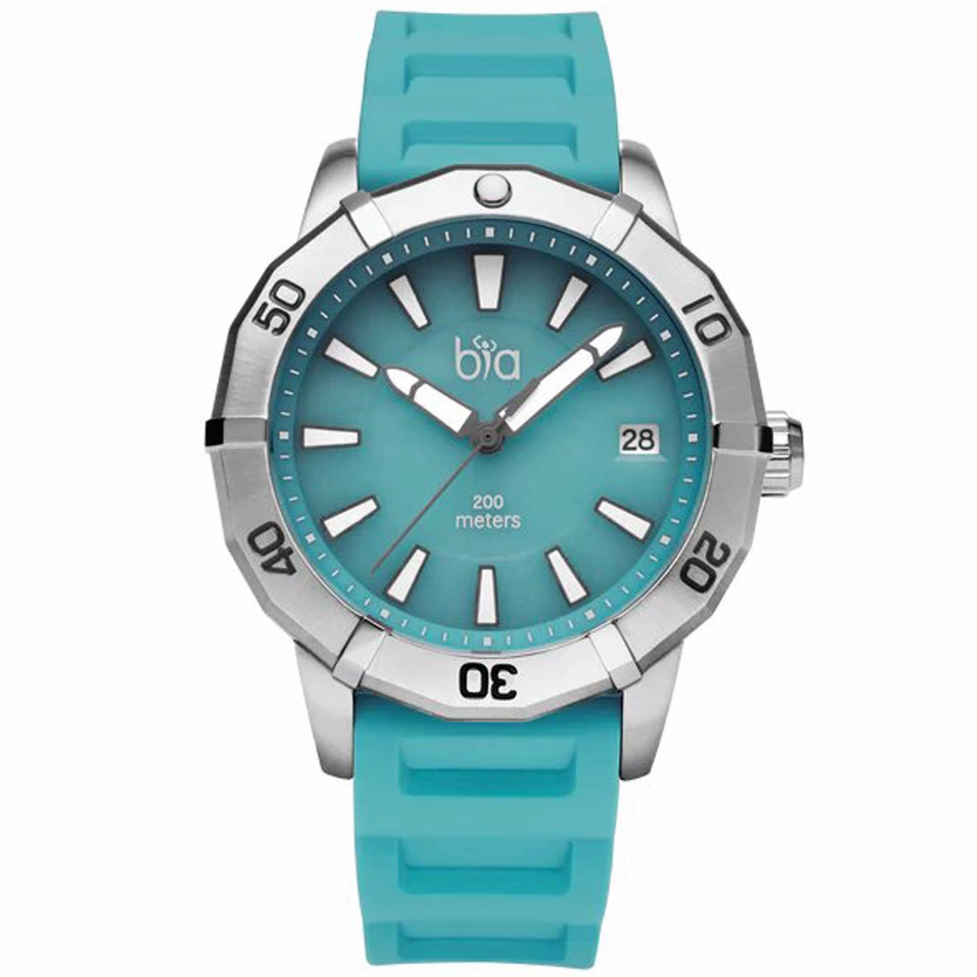 Bia Women's Watch - Rosie Rotating Bezel Tiffany Green Dial Silicone Strap | B2006