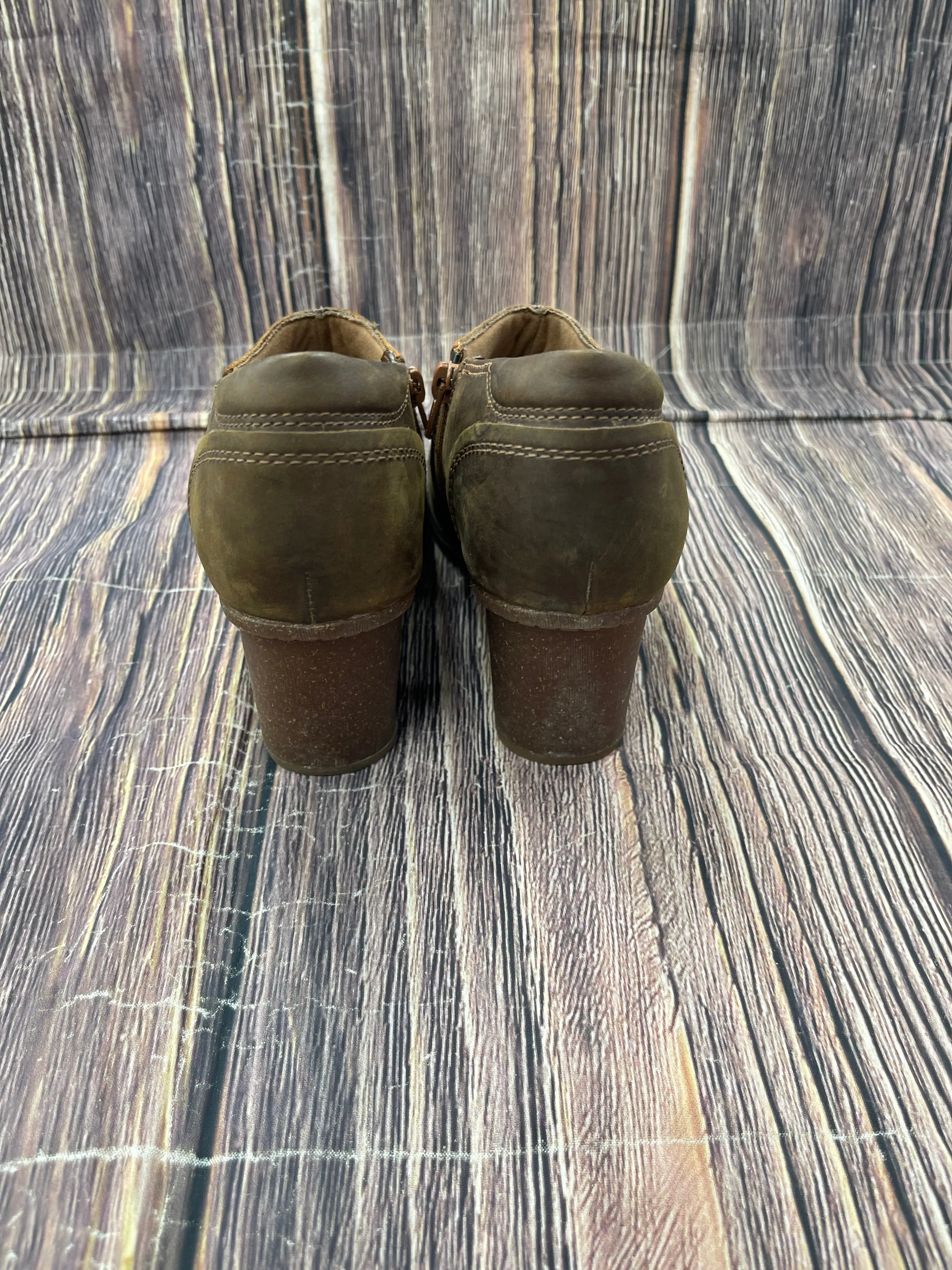 Boots Ankle Heels By Clarks In Brown, Size: 10 clarks