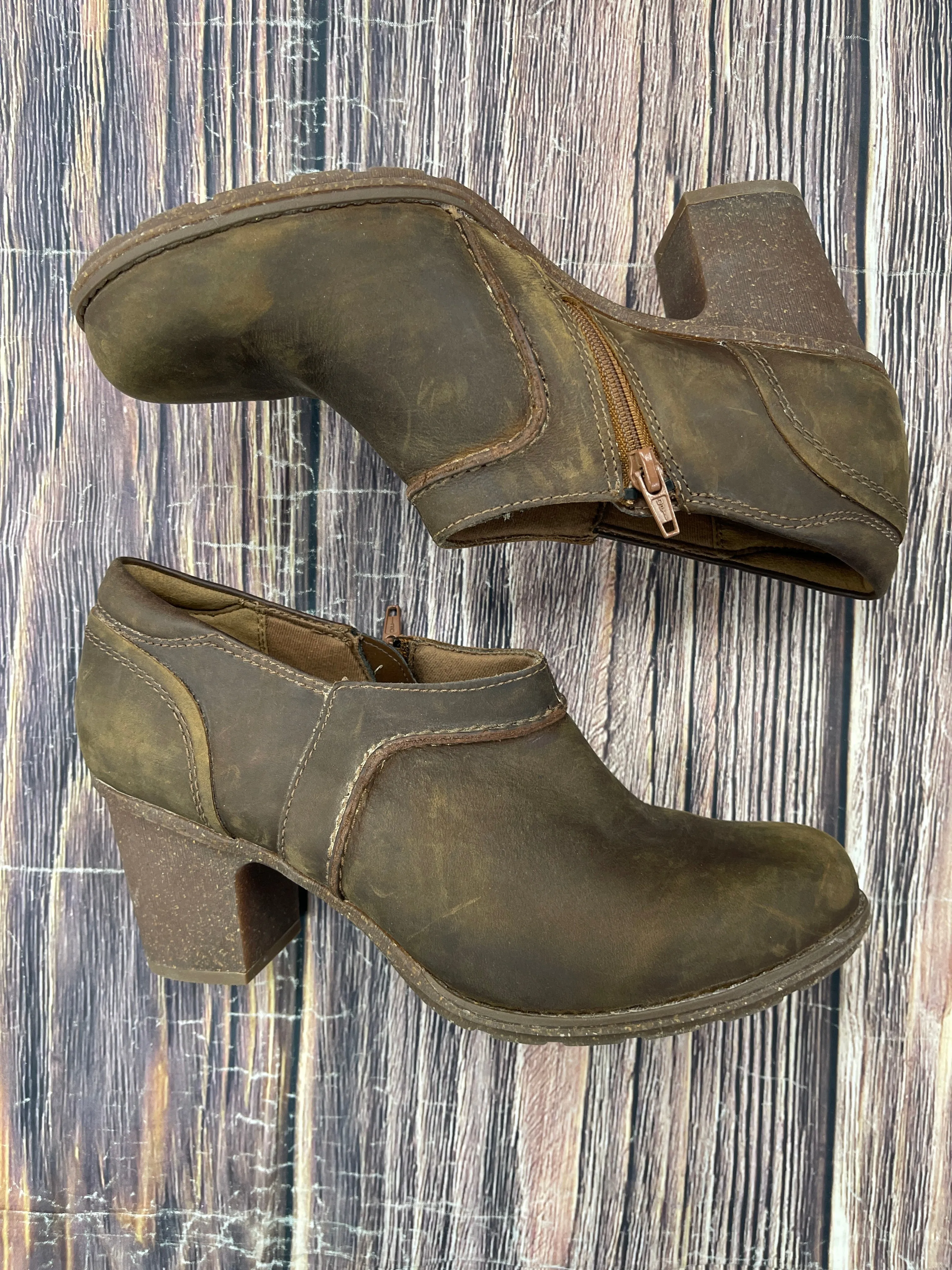 Boots Ankle Heels By Clarks In Brown, Size: 10 clarks
