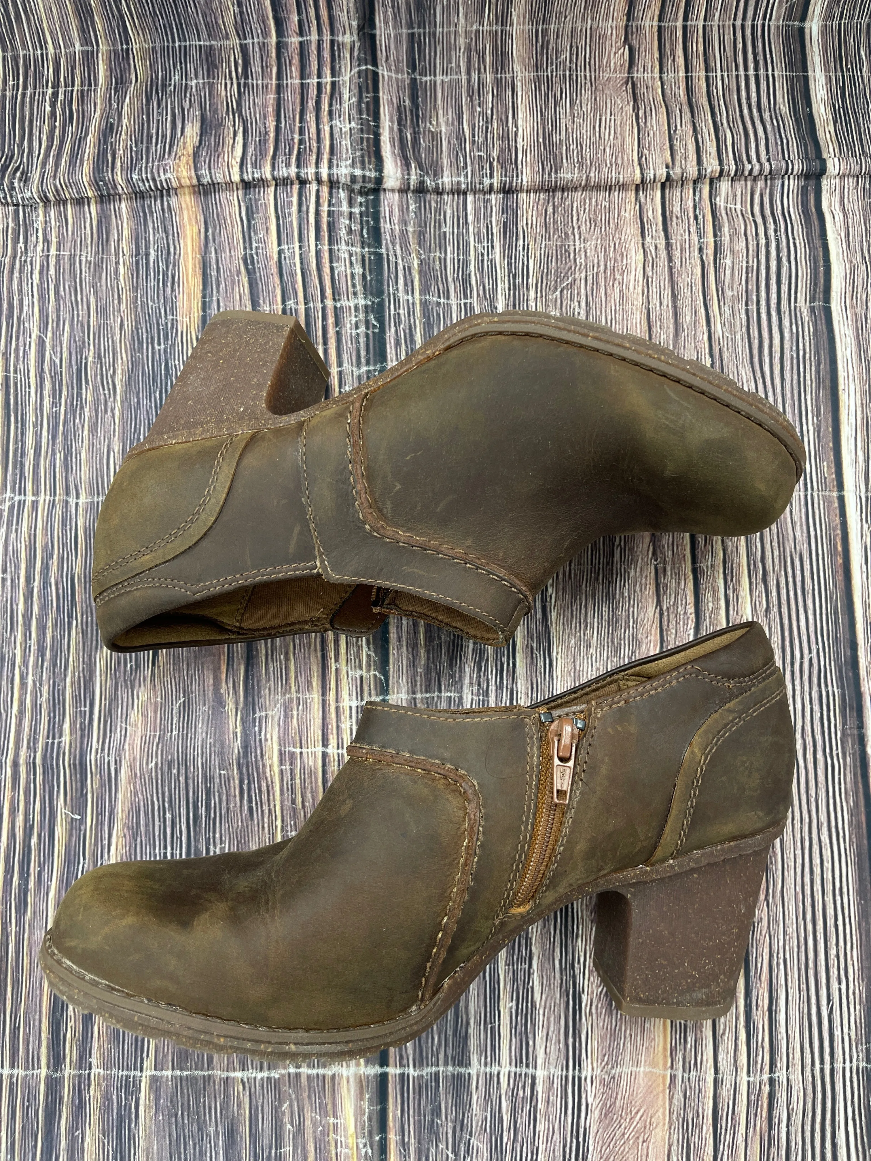 Boots Ankle Heels By Clarks In Brown, Size: 10 clarks