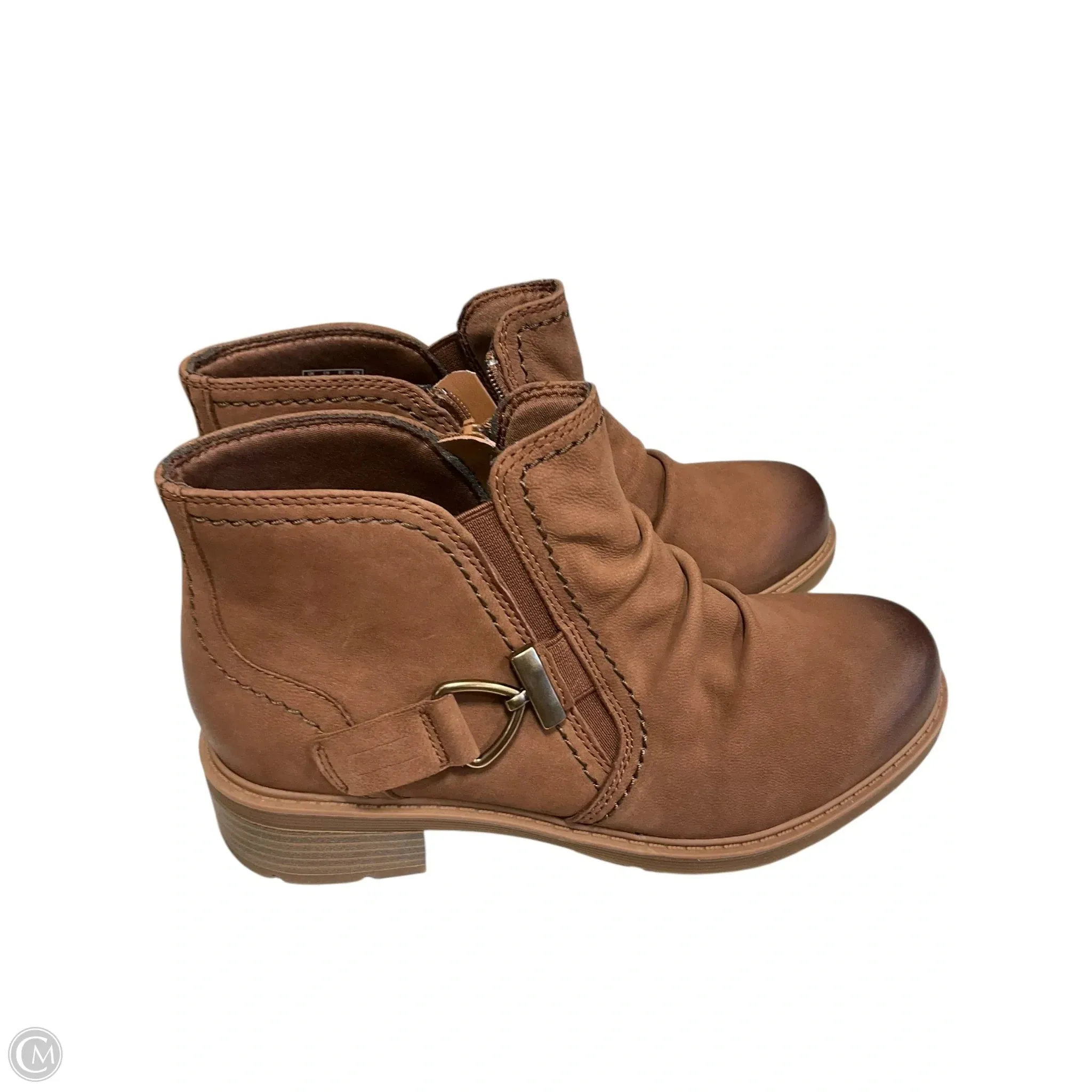 Boots Ankle Heels By Clarks In Brown, Size: 7.5