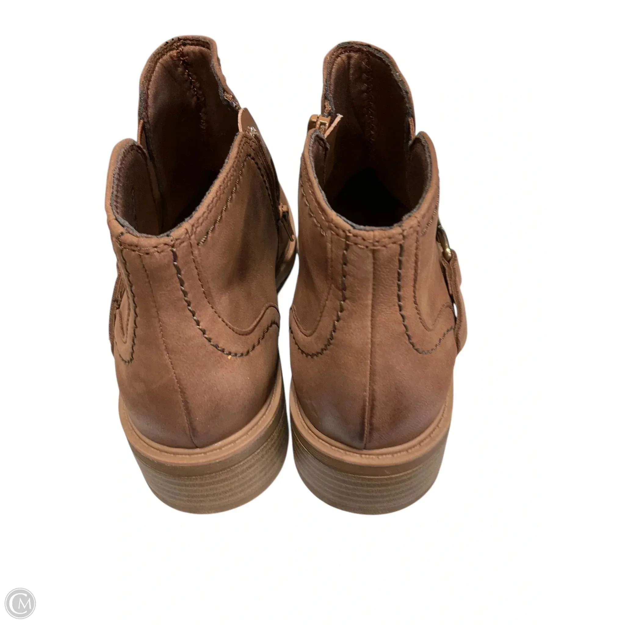 Boots Ankle Heels By Clarks In Brown, Size: 7.5