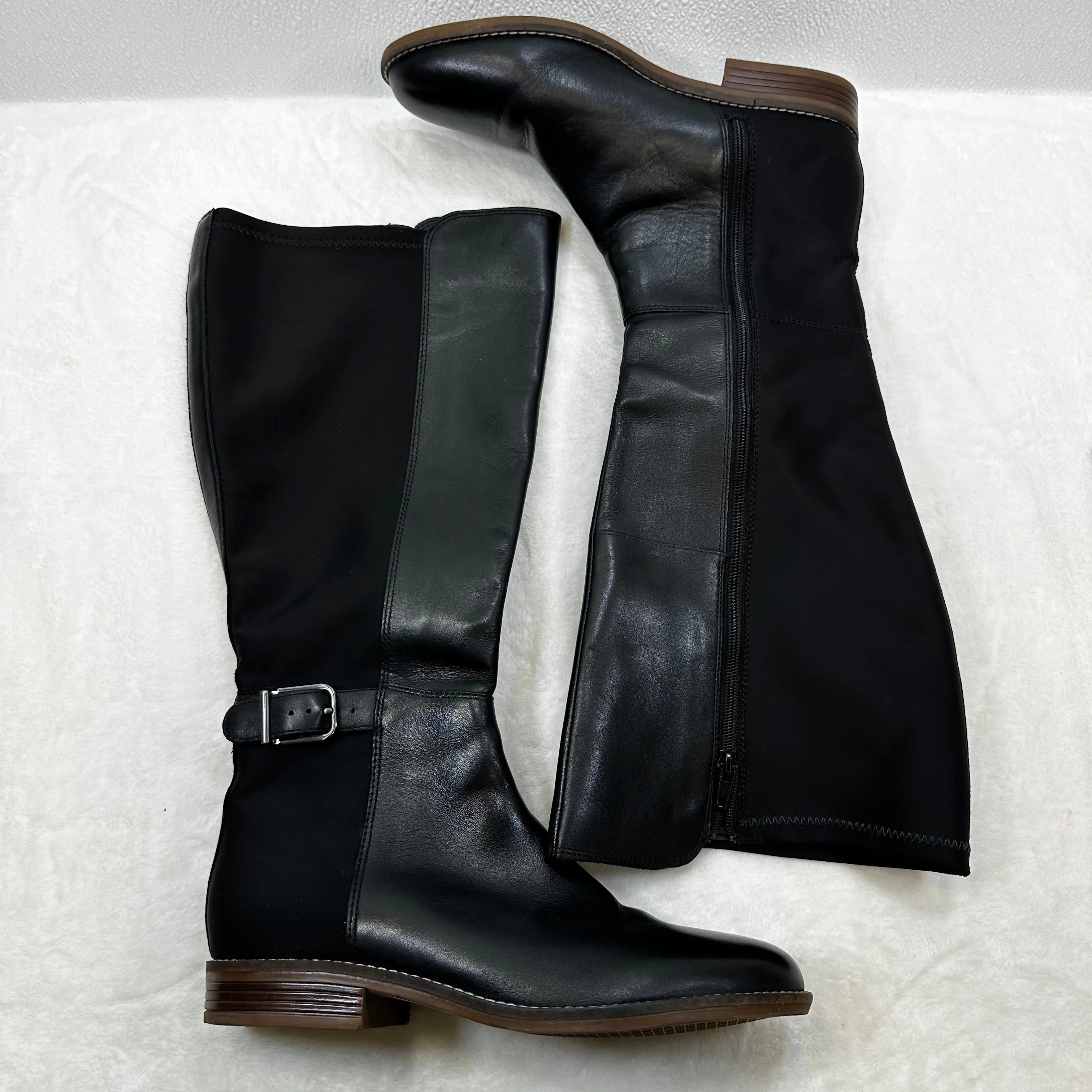 Boots Knee Flats By Clarks In Black, Size: 6 clarks