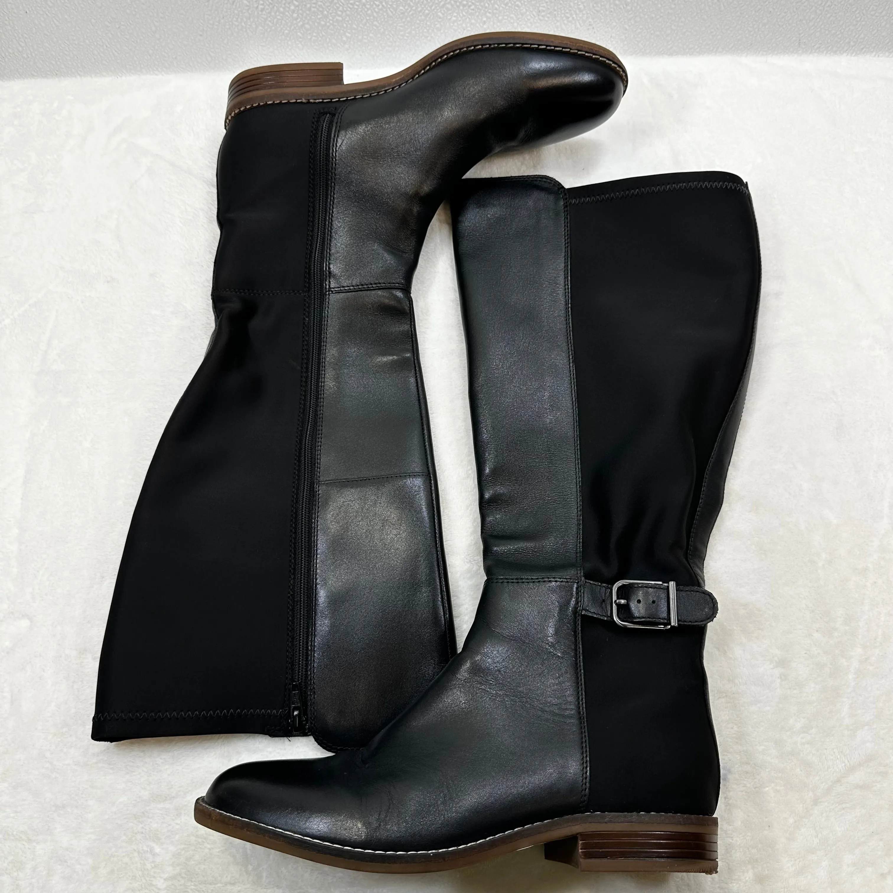 Boots Knee Flats By Clarks In Black, Size: 6 clarks