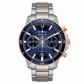 Bulova Men's Chronograph Two Tone Watch - Marine Star Blue Dial Dive | 98B301