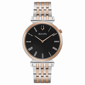 Bulova Men's Quartz Watch - Classic Regatta Black Dial Bracelet | 96A234