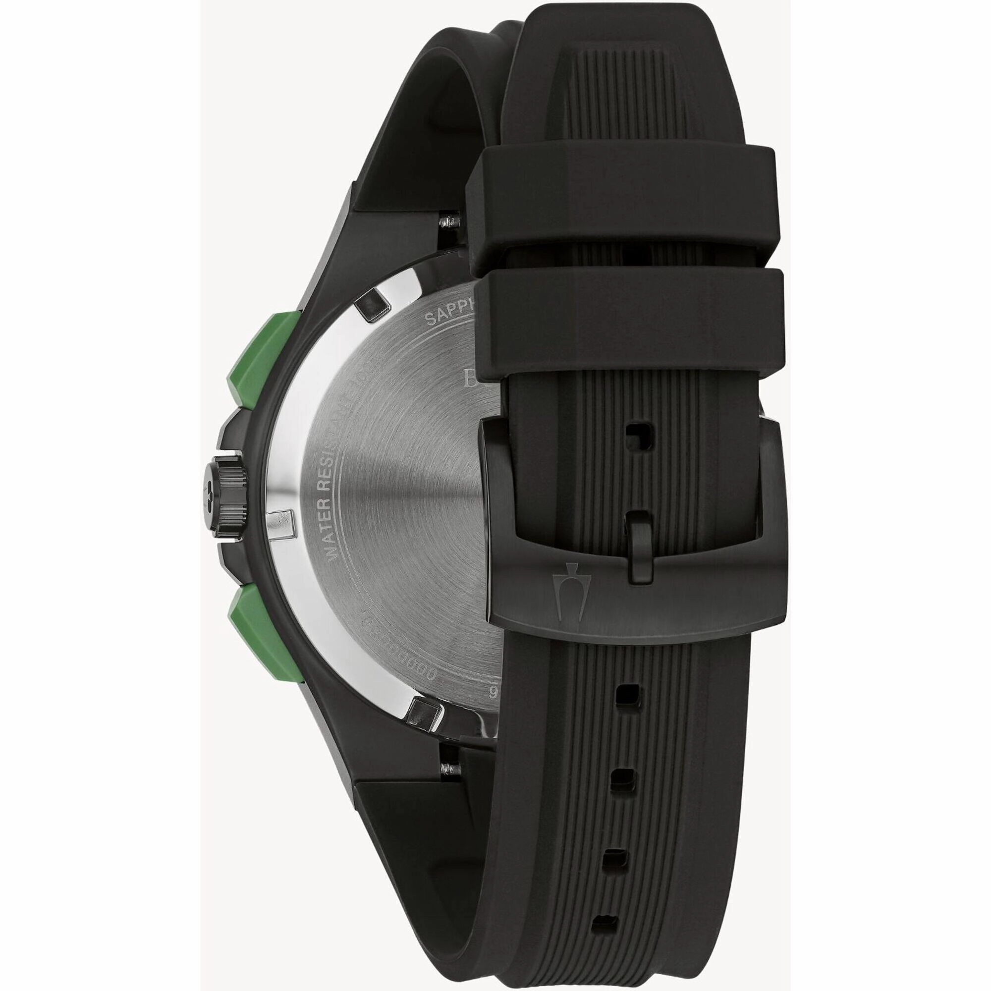 Bulova Men's Watch - Maquina Chrono Black and Dark Grey Dial Rubber Strap | 98B381