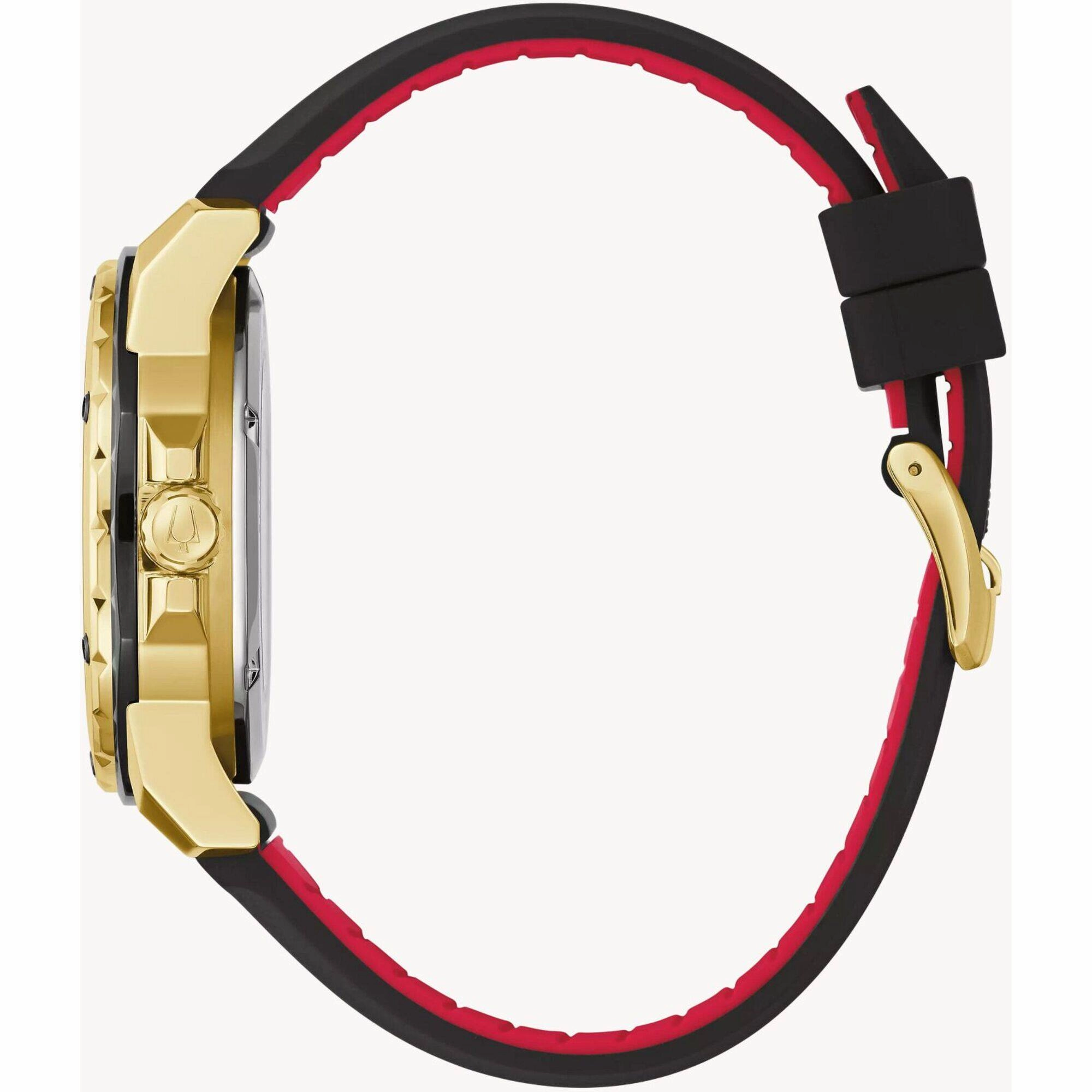 Bulova Men's Watch - Marine Star Automatic Black Dial Yellow Gold Case | 98A272