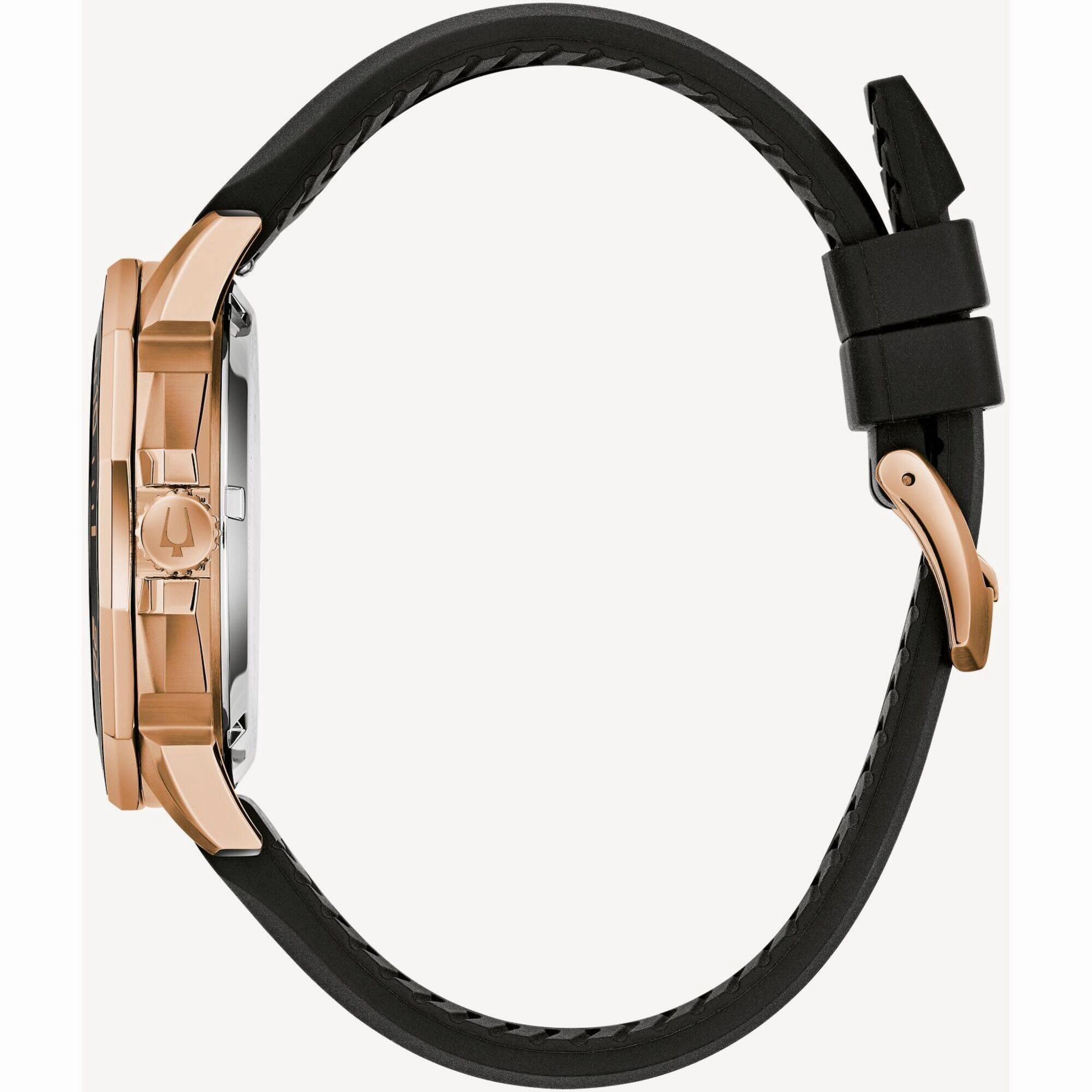 Bulova Men's Watch - Marine Star Brown Dial Rose Gold Case Black Strap | 98B421