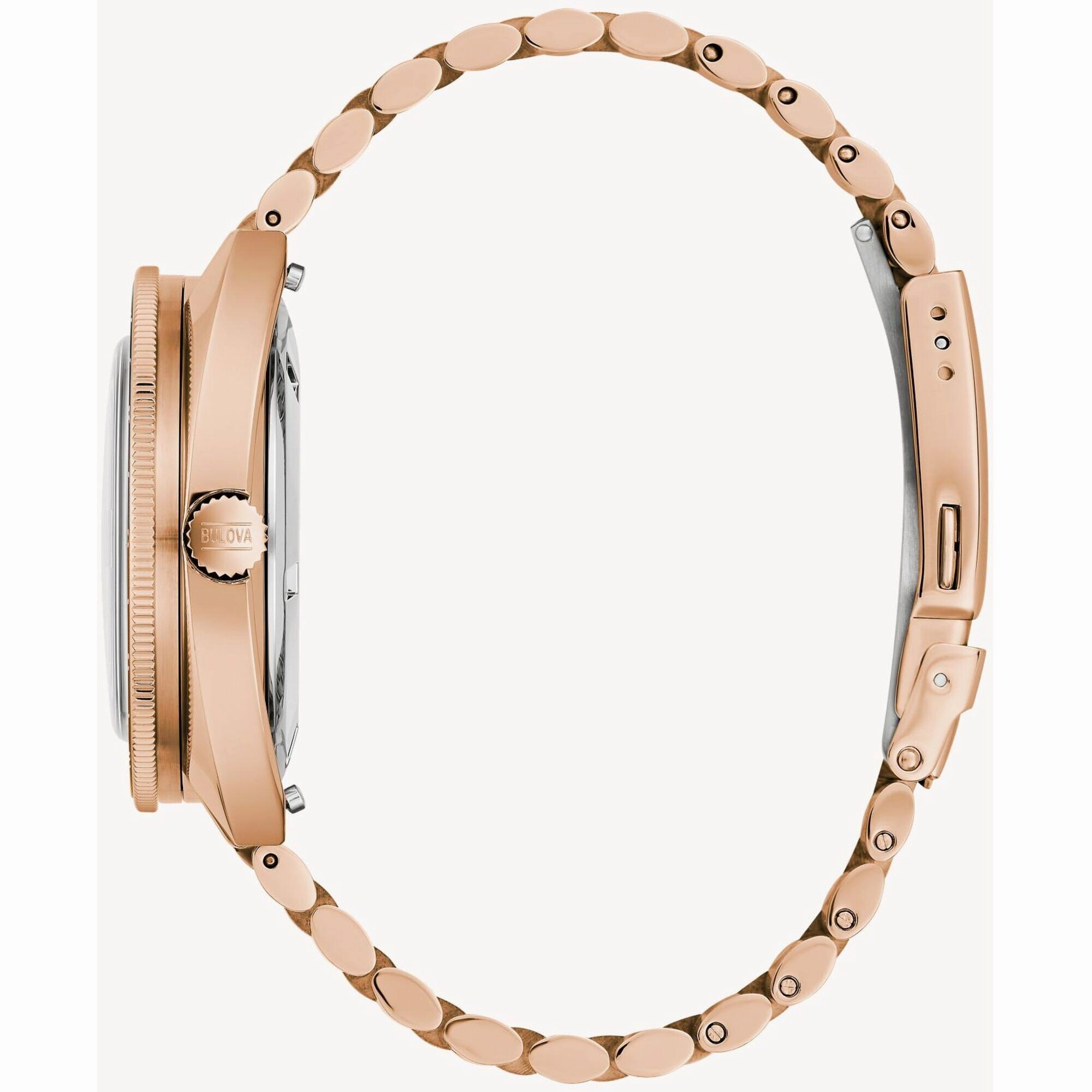 Bulova Men's Watch - Oceanographer Automatic Black Dial Rose Gold Bracelet | 97B215