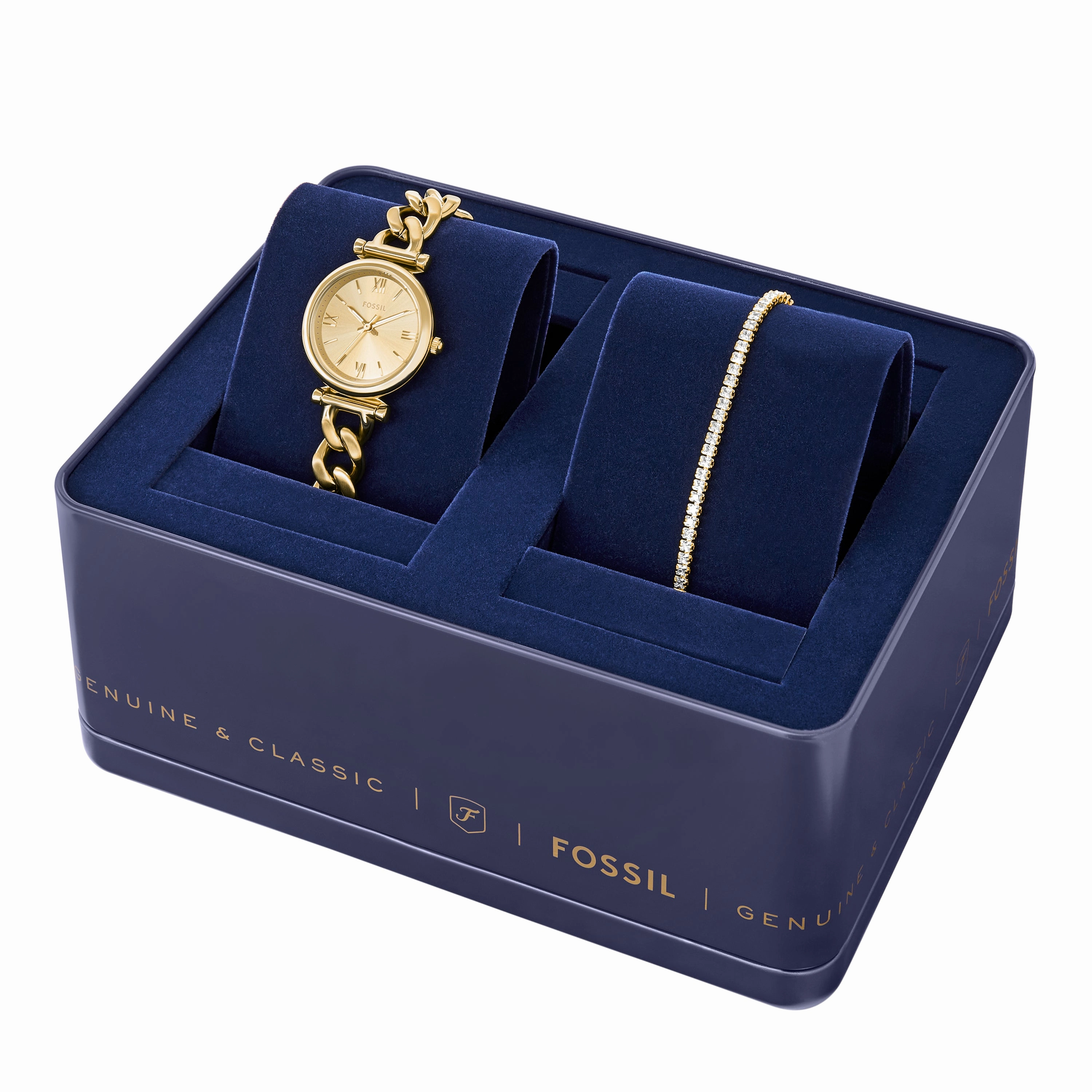 Carlie Three-Hand Gold-Tone Stainless Steel Watch and Bracelet Set