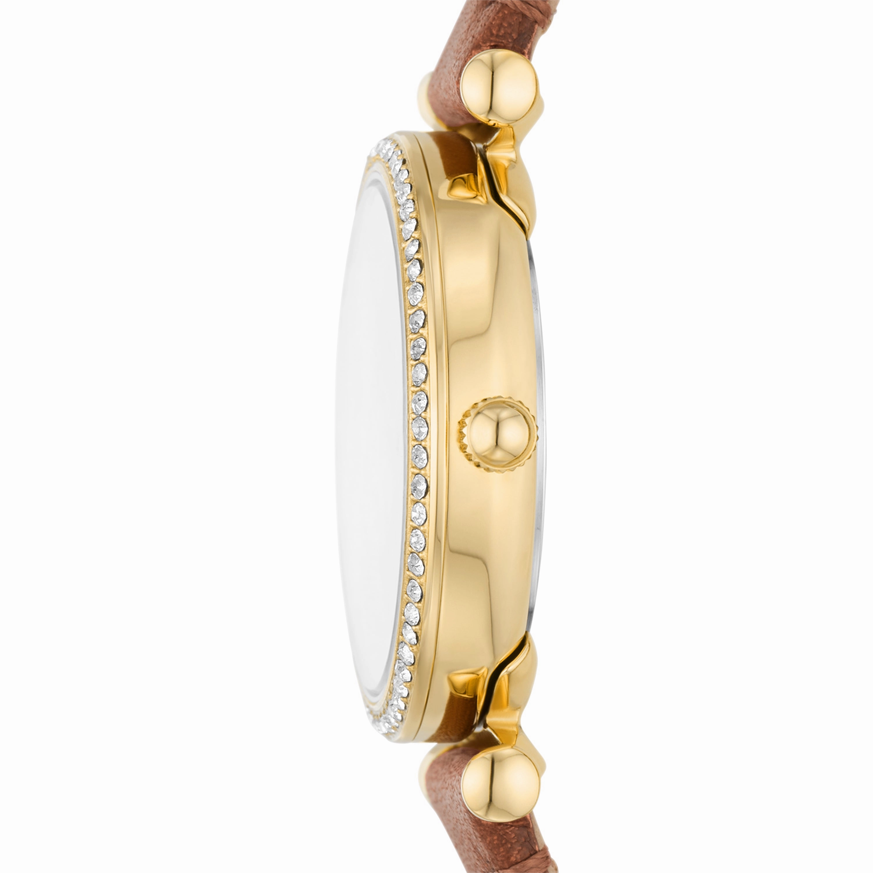 Carlie Three-Hand Medium Brown LiteHide? Leather Watch