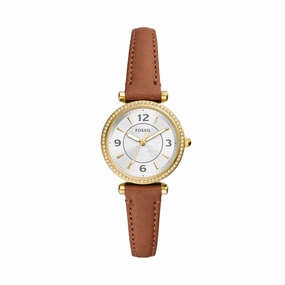 Carlie Three-Hand Medium Brown LiteHide? Leather Watch