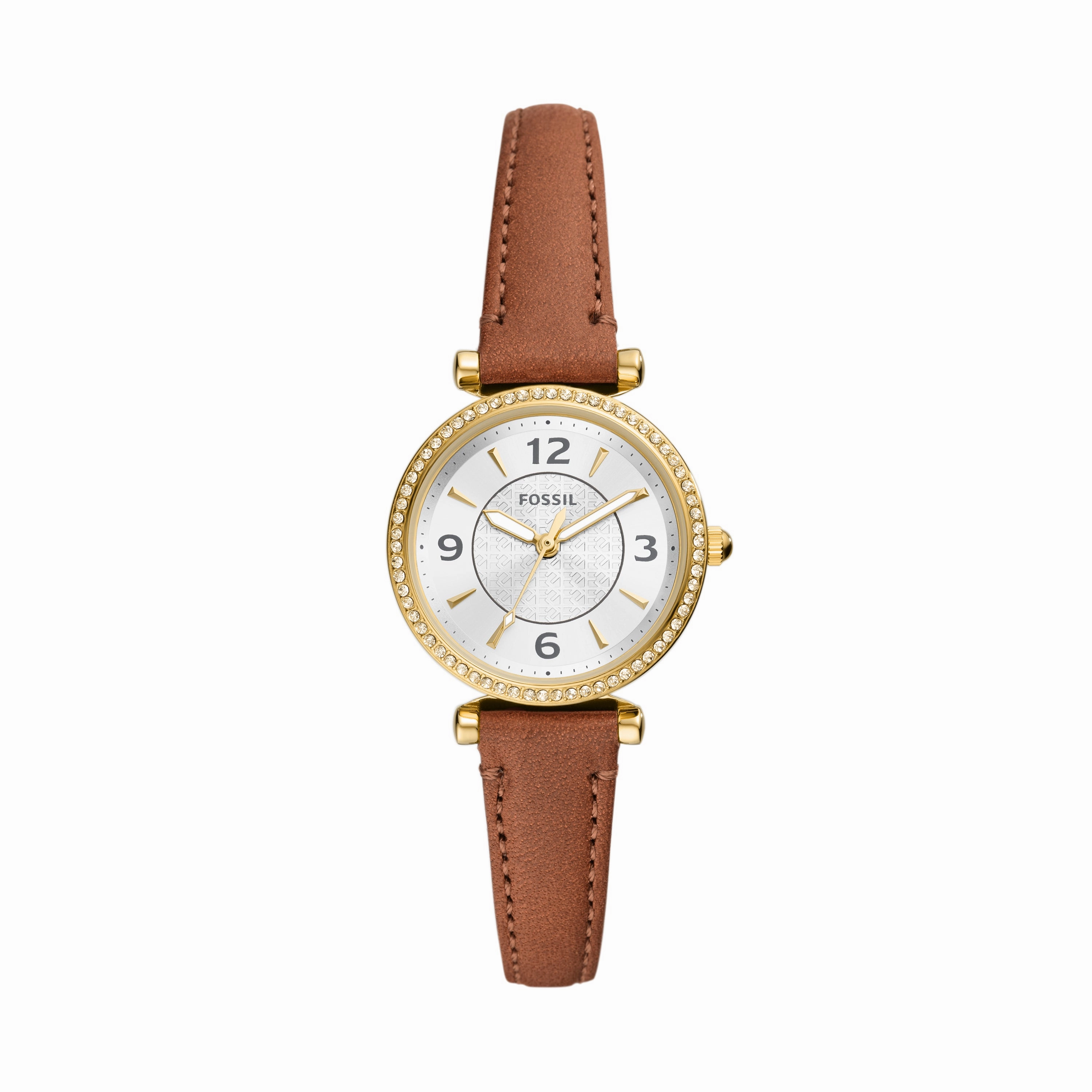 Carlie Three-Hand Medium Brown LiteHide? Leather Watch