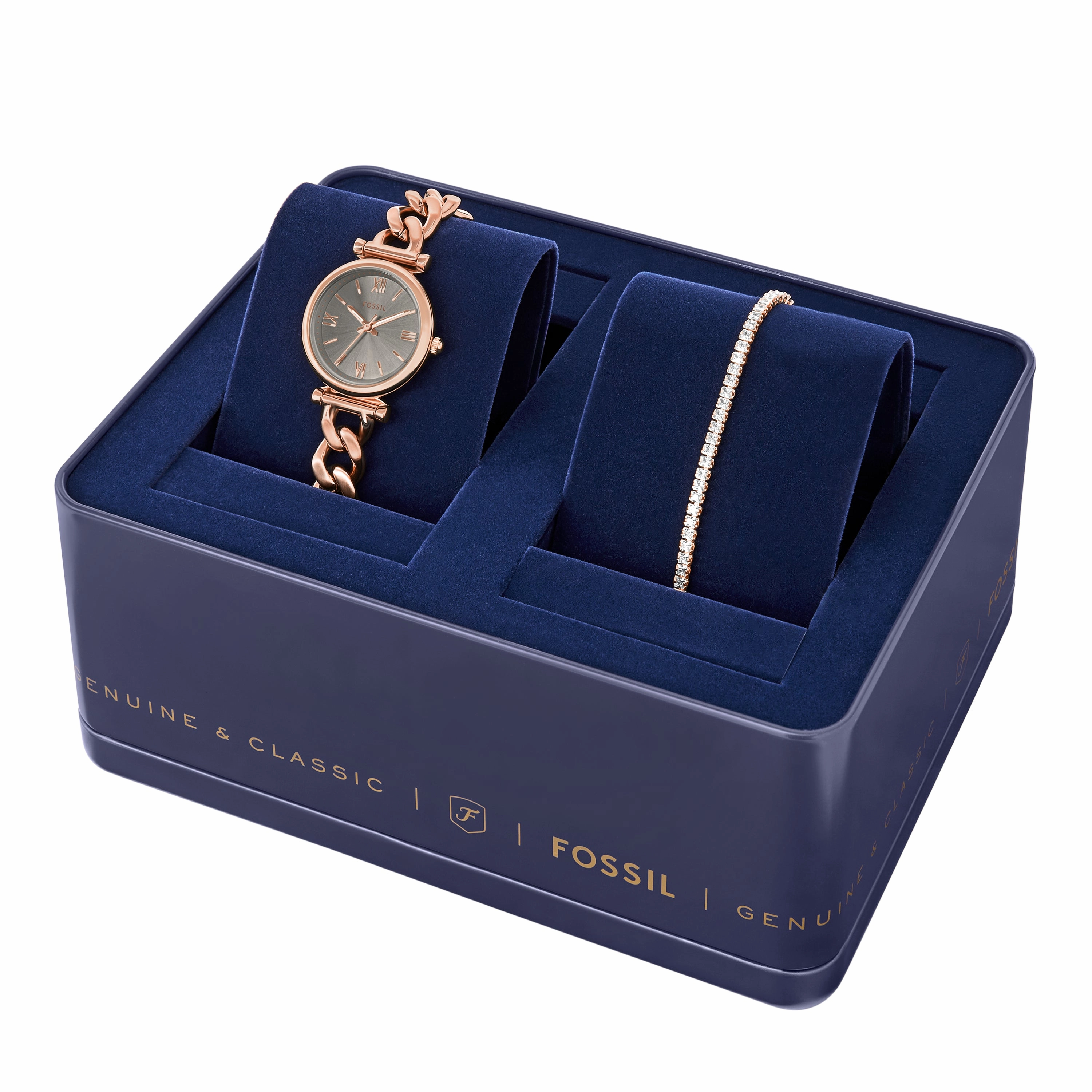Carlie Three-Hand Rose Gold-Tone Stainless Steel Watch and Bracelet Set