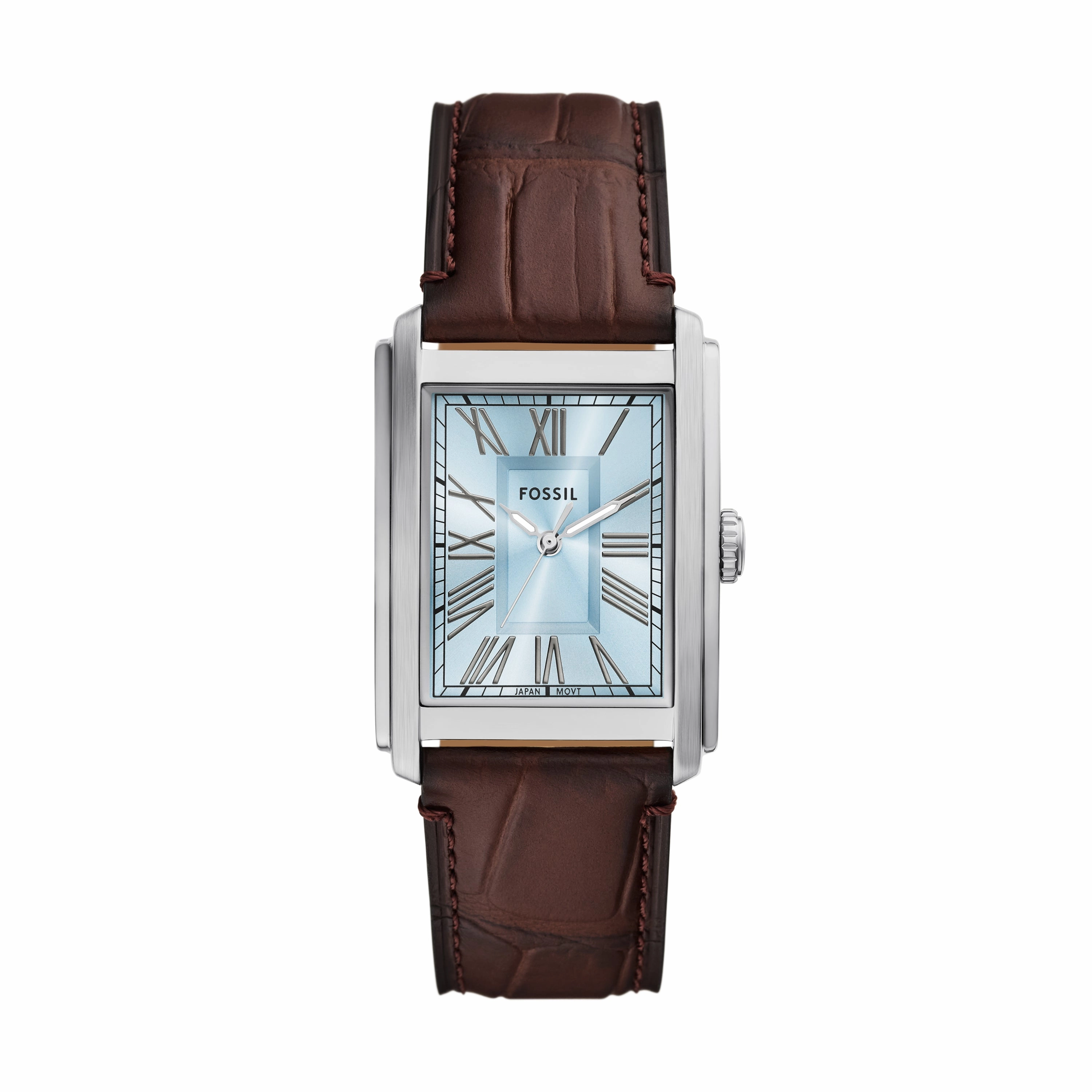 Carraway Three-Hand Brown Croco Leather Watch