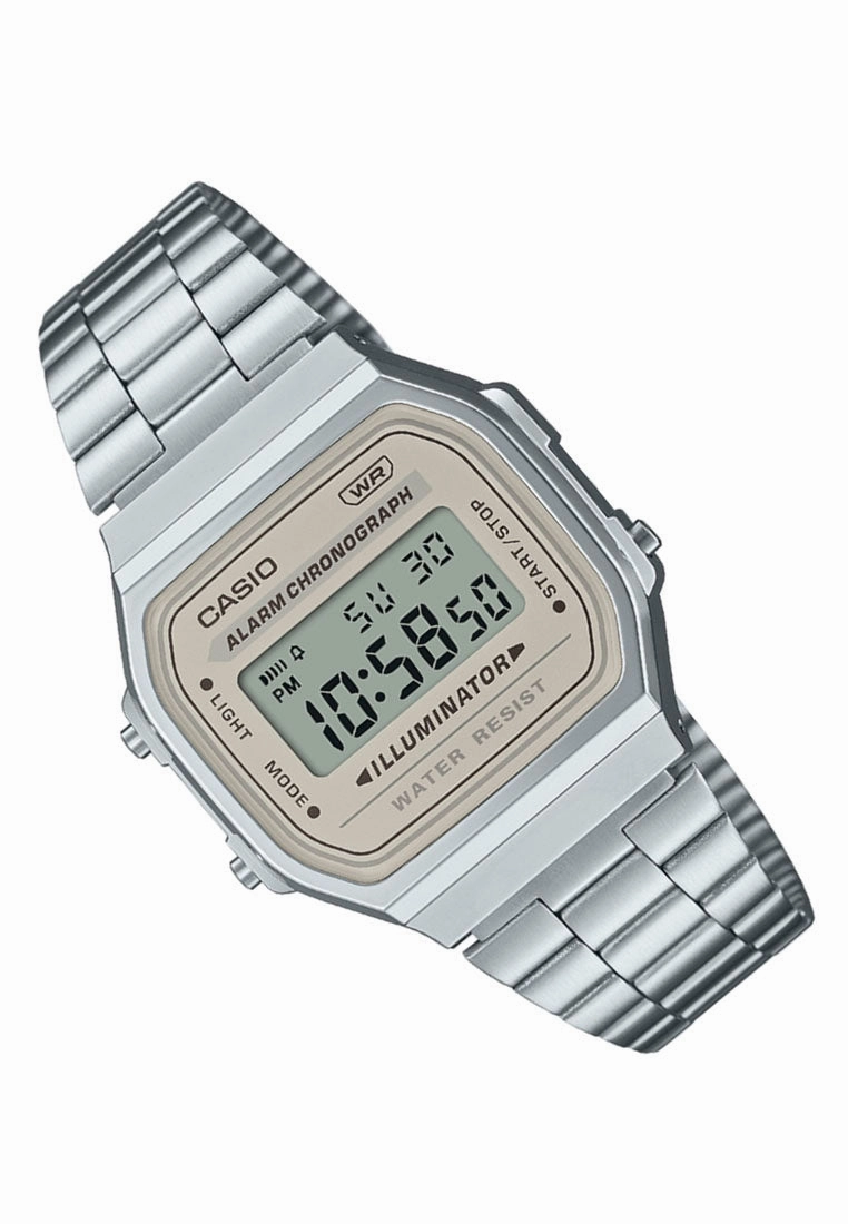 Casio A168WA-8A Digital Stainless Steel Strap Watch