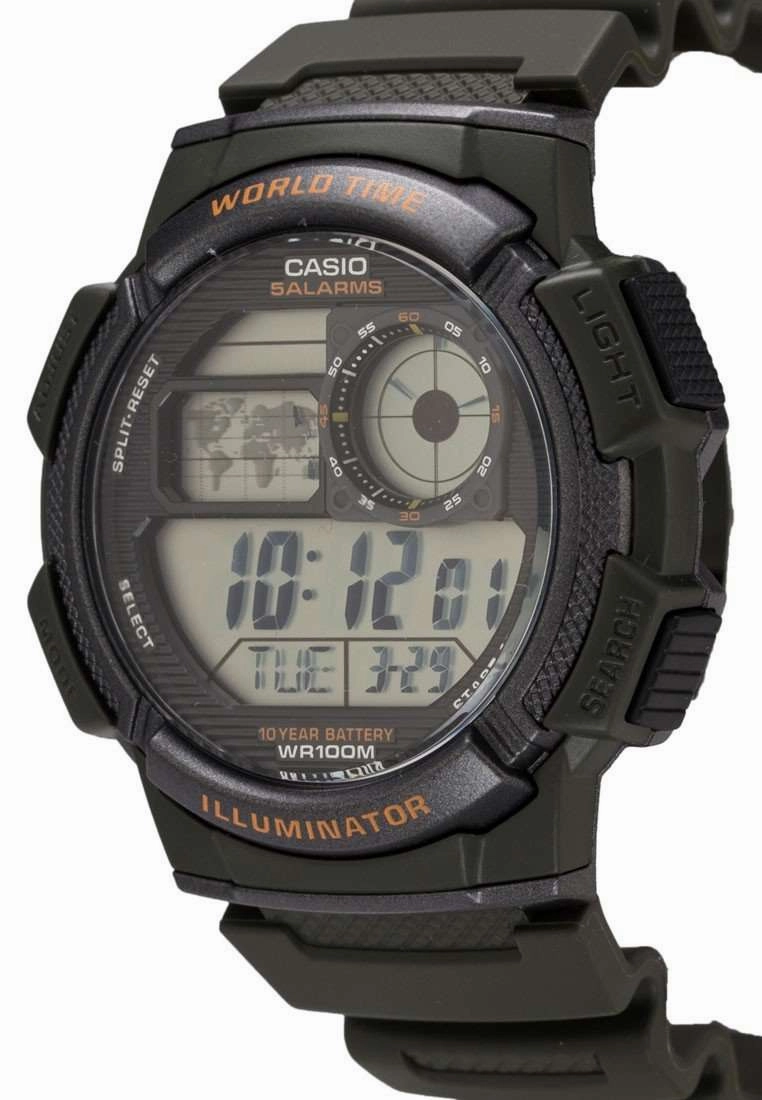 Casio AE-1000W-3A Green Resin Strap Watch for Men