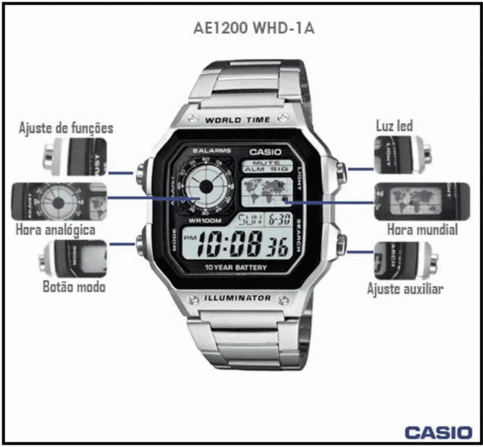 Casio AE-1200WHD-1AVDF Silver Stainless Watch For Men