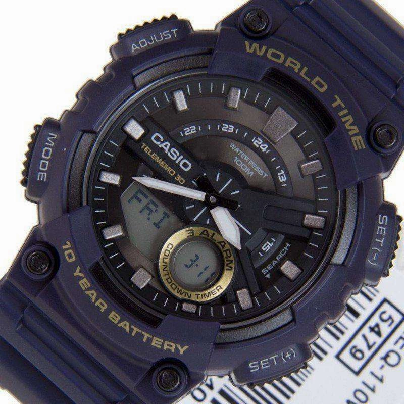 Casio AEQ-110W-2A Navy Blue Resin Strap Watch for Men