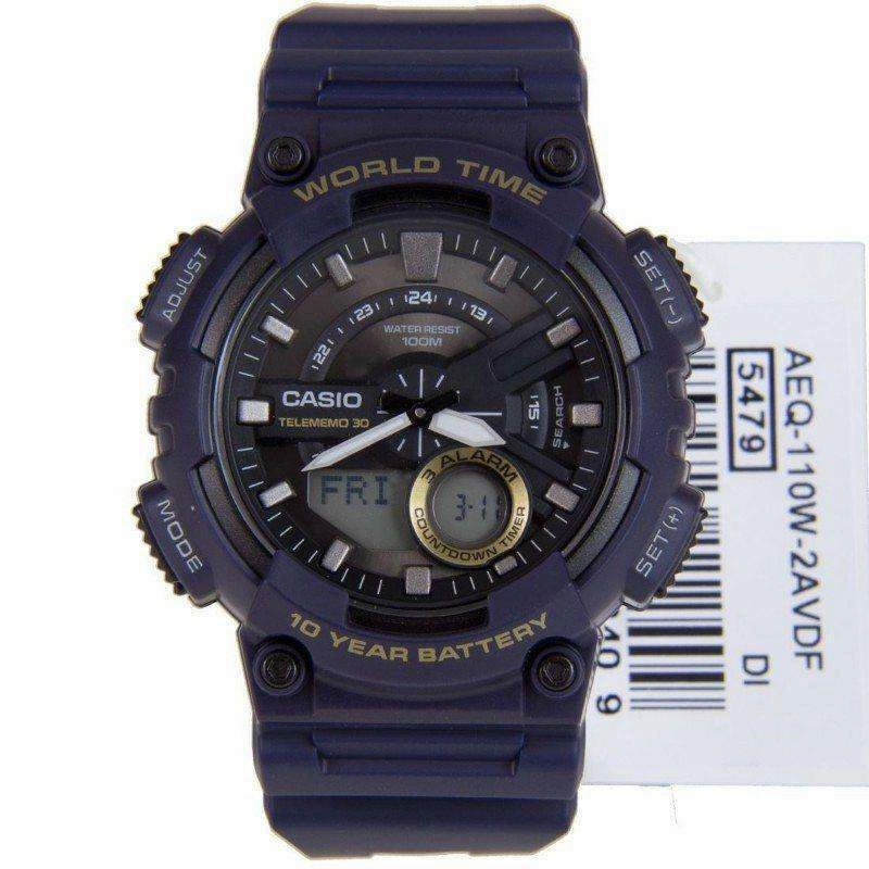 Casio AEQ-110W-2A Navy Blue Resin Strap Watch for Men