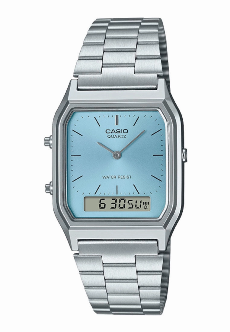Casio AQ-230A-2A1MQYDF Digital Analog Stainless Steel Strap Watch