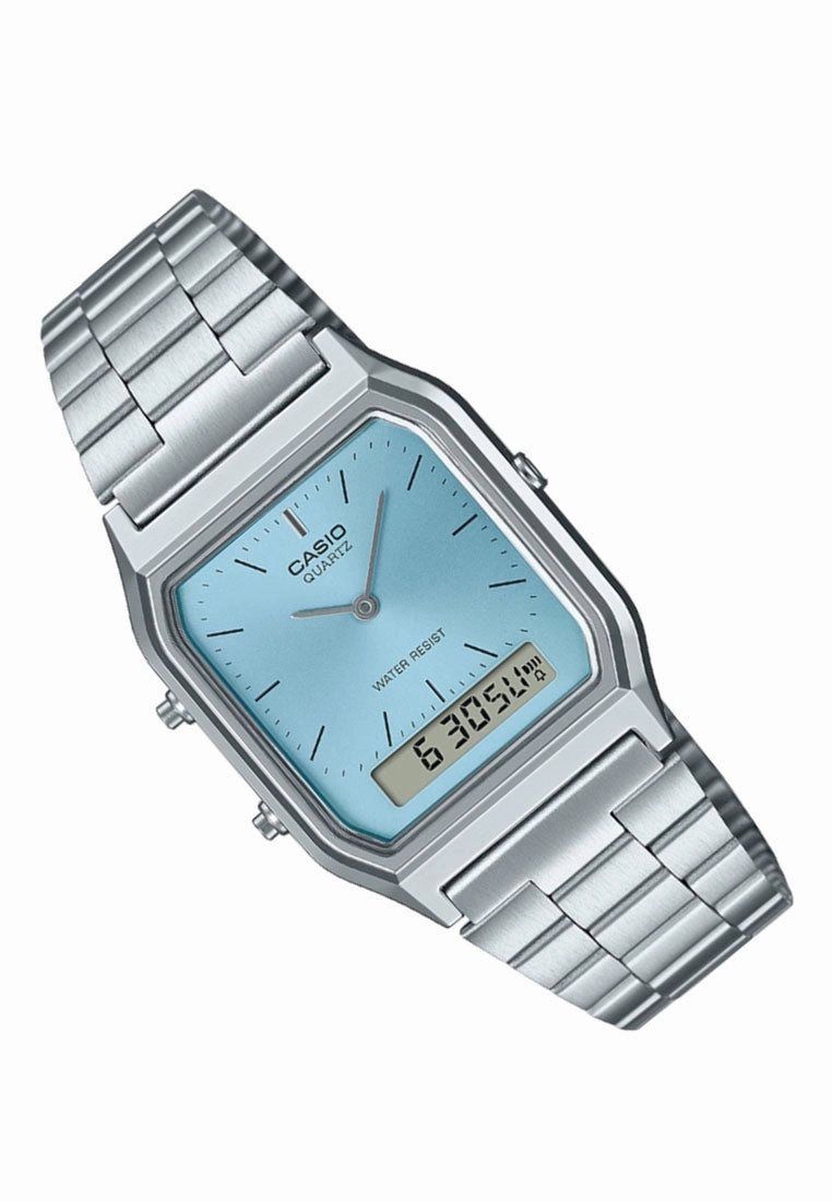 Casio AQ-230A-2A1MQYDF Digital Analog Stainless Steel Strap Watch